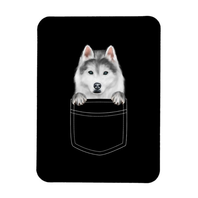 Íman Cachorro Siberiano Husky Em Bolso |Presente Engraç (Vertical)