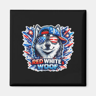 Íman Cachorro siberiano husky engraçado vermelho branco