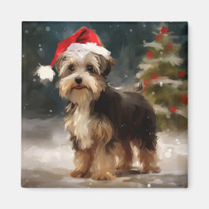 Íman Cachorro Terrier no Natal da Neve