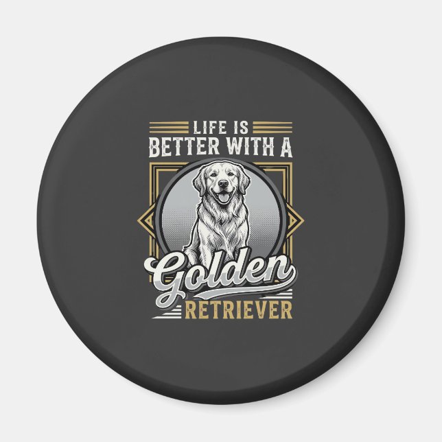 Íman Cachorro Vida De Retriever Dourado É Melhor (Frente)