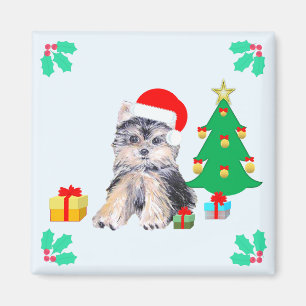Íman Cachorro Yorkshire Puppy de Natal Fofo