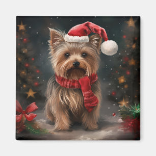 Íman Cachorro Yorkshire Terrier na Neve Natal