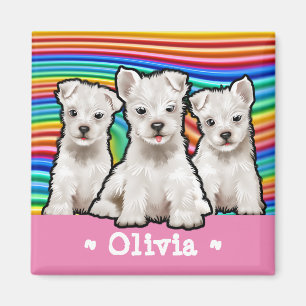 Íman Cachorros de Arco-Íris com Magnet quadrado persona