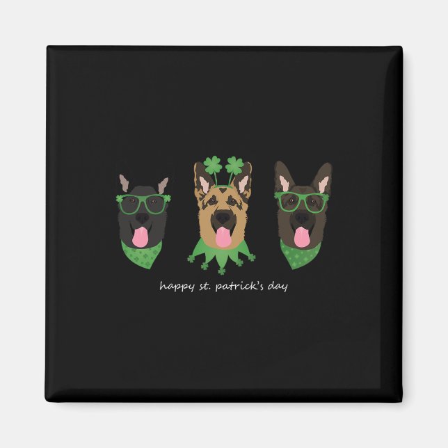 Íman Cachorros Felizes De German shepherd De Dia de São (Frente)