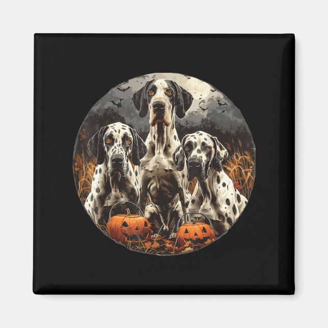 Íman Cachorros Great Dane Fofo de Halloween Abóbora Ass (Frente)