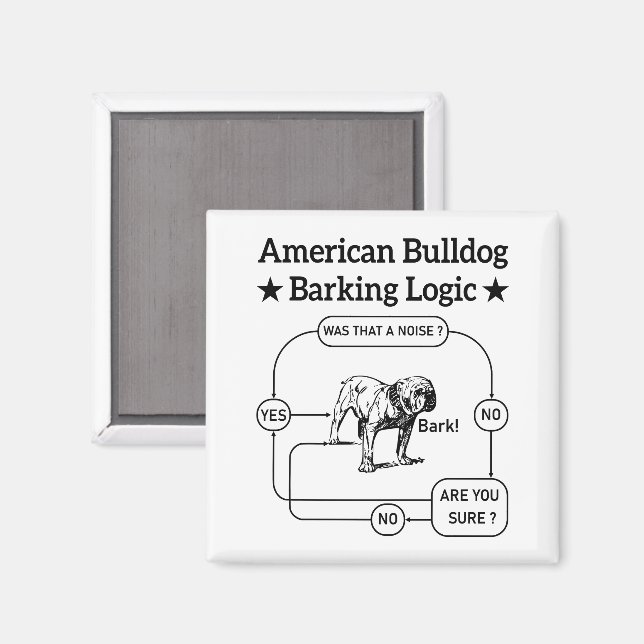 Íman Cachorros Lógicos de Barking do Bulldog Americano  (Front/Back)