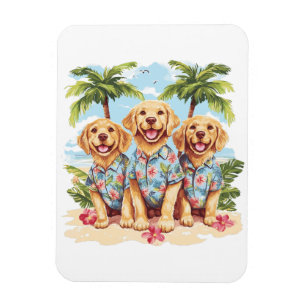 Íman Cachorros ouros que Vestem camisas havaianas