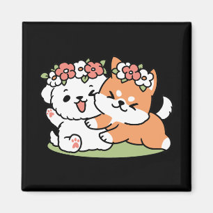 Íman Cachorros Reproduzíveis com Corvos Flores - Tema d