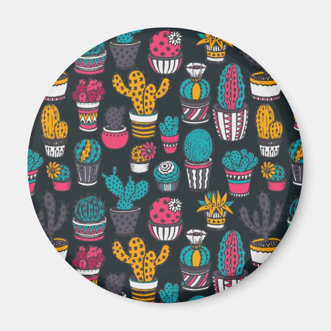 Íman Cacto Desenhado à Mão no Estilo do Desenho (Frente)