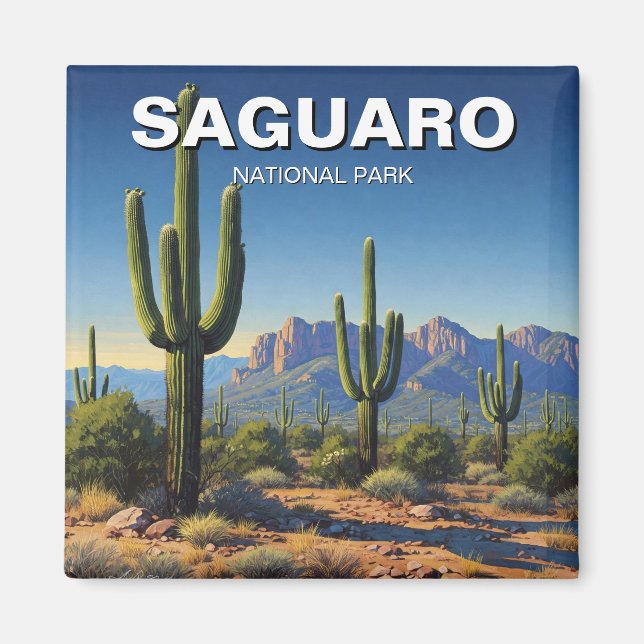 Íman Cactos no Parque Nacional de Saguaro Souvenir (Frente)