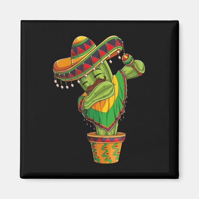 Íman Cactus Dabbing Cinco De Mayo Poncho Mexicano Menin (Frente)