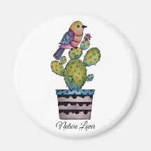 Cactus E Ave Arco-Íris Em Aquarela