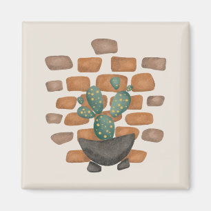 Íman Cactus Oasis: Decoração de Muro de tijolo inspirad