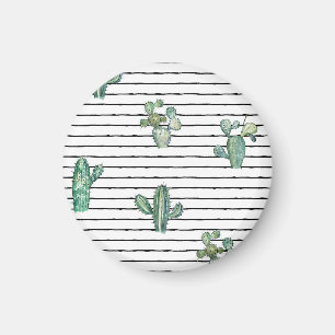Íman Cactus Watercolor: Desenho da Caneta da Vintage.