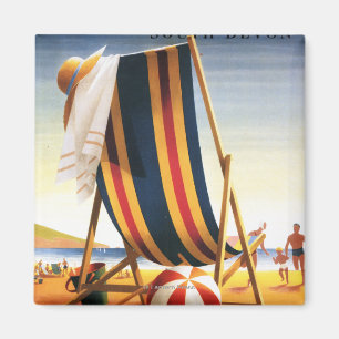 Íman Cadeira de praia das estradas de ferro e poster