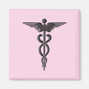 Íman Caduceu Médico Rosa