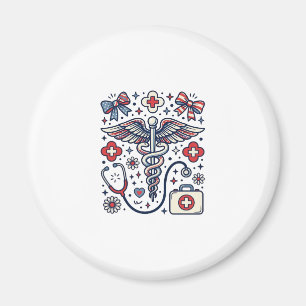 Íman Caduceu Médico Vintage Patriota Enfermeira Vetor D
