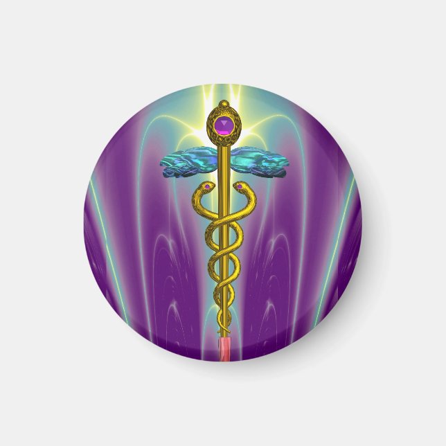 Íman CADUCEUS, ametísta de ouro vibrante (Frente)