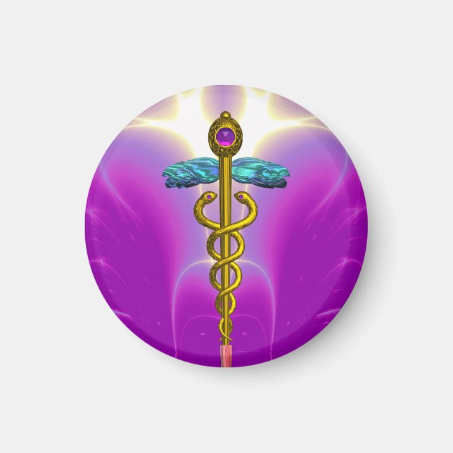 Íman CADUCEUS, ametísta de ouro vibrante (Frente)