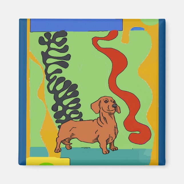 Íman Cães, Abstrato Dachshund, adicionar texto (Frente)