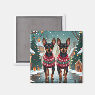 Íman Cães Affenpinscher Natal Neve Férias