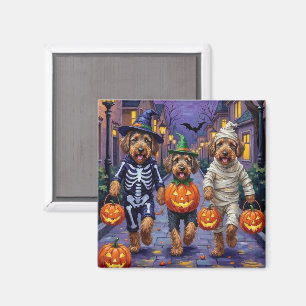Íman Cães Airedale Terrier fazendo Trick-or-Treating no