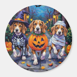 Íman Cães Beagle Trick-or-Treating em Fantasia de Hallo