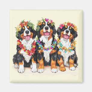 Íman Cães Berneses de Montanha Havaianos Lei de Flores