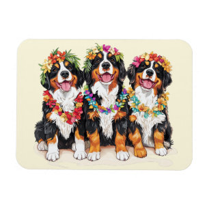 Íman Cães Berneses de Montanha Havaianos Lei de Flores