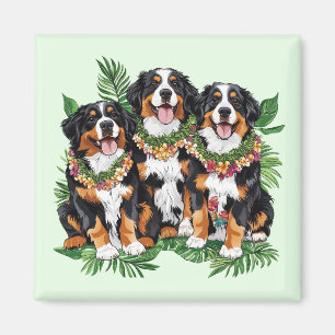 Íman Cães Berneses de Montanha Havaianos Lei de Flores