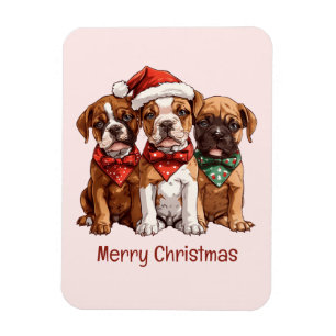 Íman Cães Boxer Feliz de Natal