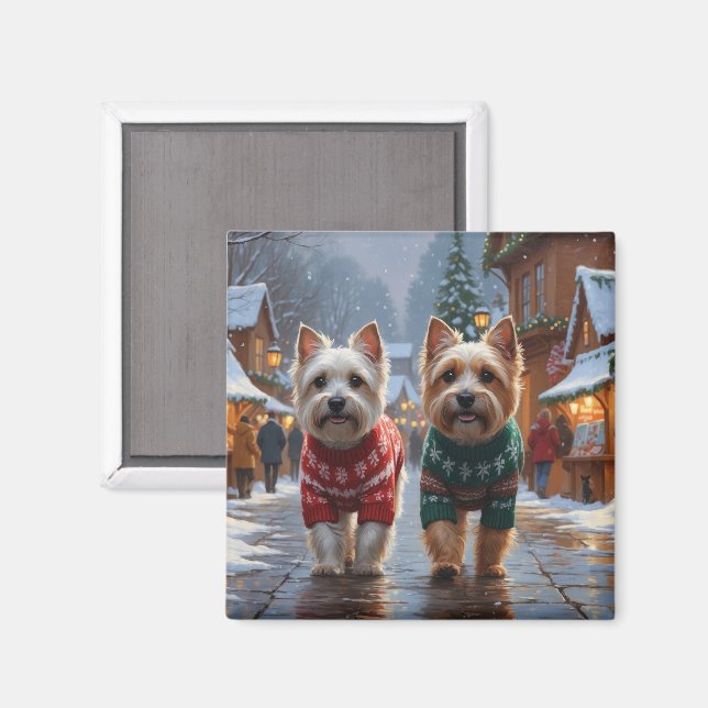 Íman Cães Cairn Terrier Natal Neve Férias  (Front/Back)