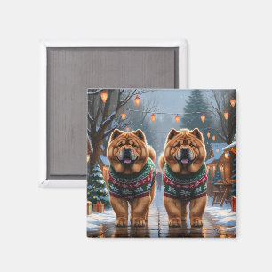 Íman Cães Chow Chow Natal Neve Férias