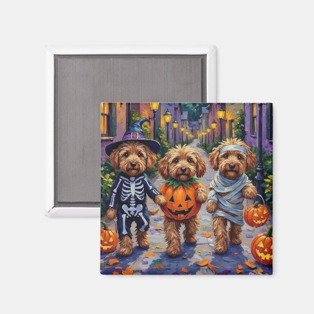 Íman Cães Cockapoo Fantasiados de Halloween (Front/Back)