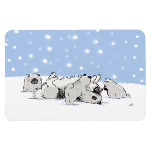 Íman Cães da neve de Keesie - Keeshond feliz com