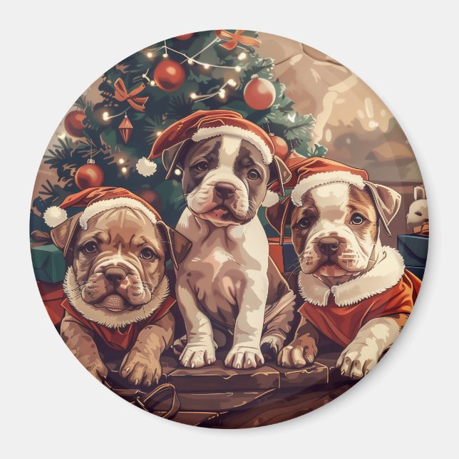 Íman Cães de Cachorro Pit Bull de Natal (Frente)