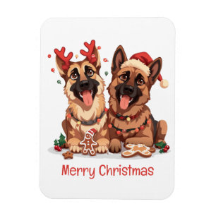 Íman Cães de German shepherd Feliz de Natal
