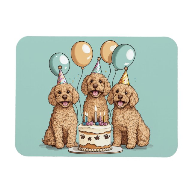 Íman Cães de Goldendoodle de Aniversário (Horizontal)