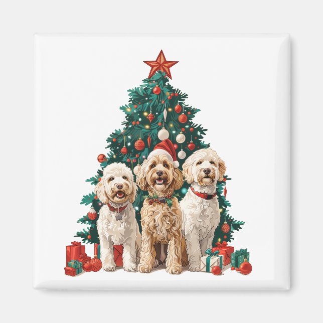 Íman Cães de Goldendoodle de Natal (Frente)