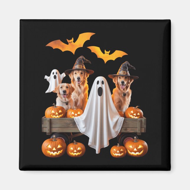 Íman Cães de Halloween com Abóboras e Morcegos para Ani (Frente)