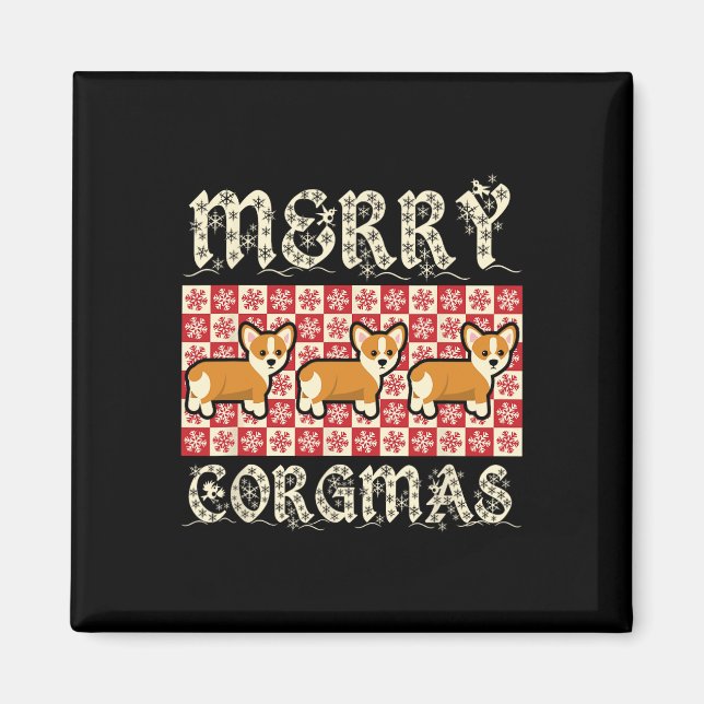 Íman Cães Design de Corgmas de feliz de Corgmas de  (Frente)