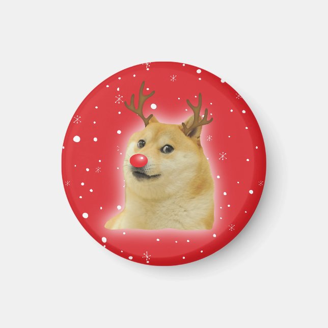 Íman Cães Dogright Doggo Cão Memória de Natal Vermelho (Frente)