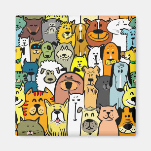 Íman Cães e gatos ilustrados