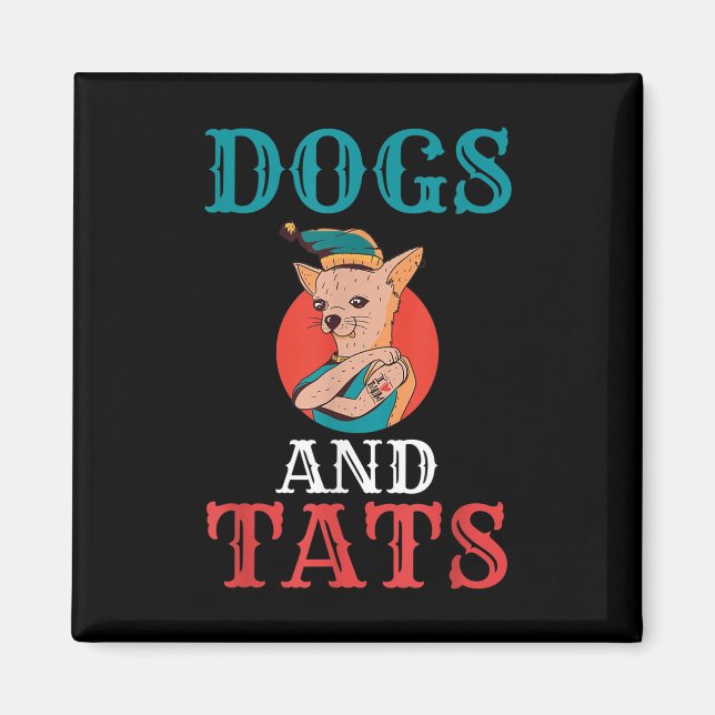 Íman Cães E Tatuagem De Tinta Tinta Tatuada (Frente)
