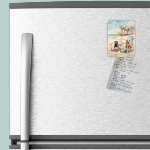 Íman Cães em Adirondack Chairs Pastel Beach Scene