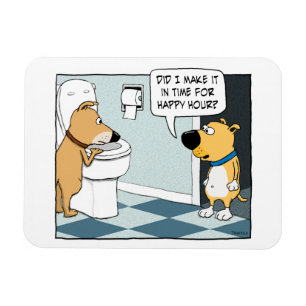 Íman Cães Engraçados Feliz Hora do Toilet Bowl
