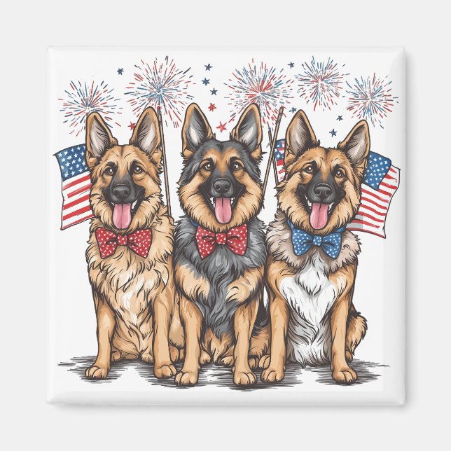 Íman Cães German shepherd Do Dia 4 De Julho (Frente)