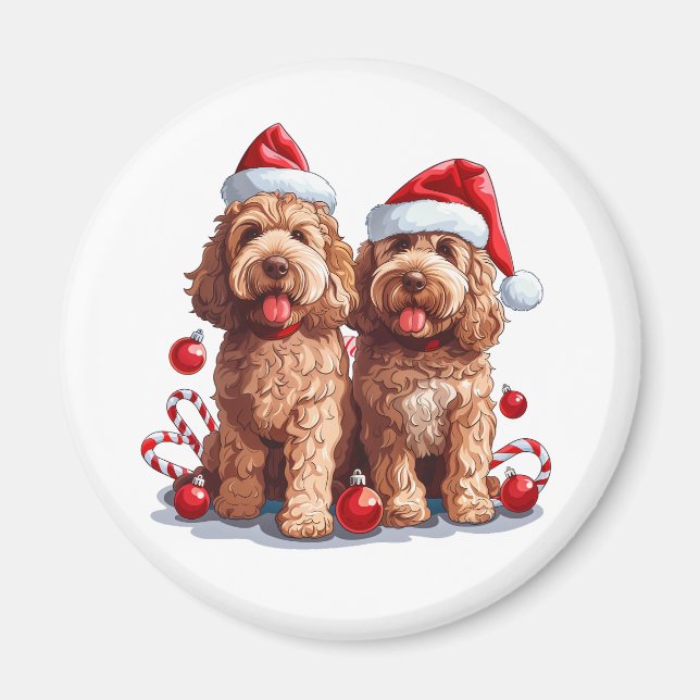 Íman Cães Goldendoodle de Natal (Frente)