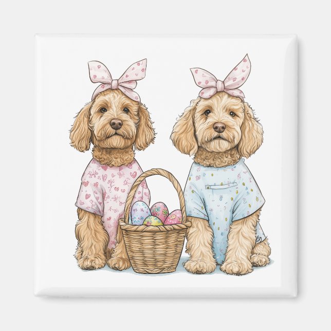 Íman Cães Goldendoodle de Páscoa (Frente)
