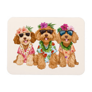 Íman Cães Goldendoodle havaianos Lei de flores